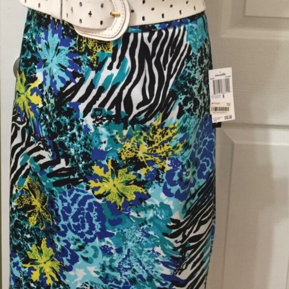 Grace Elements Floral & Animal Print Pencil Skirt Sz Large EUC NO TAG